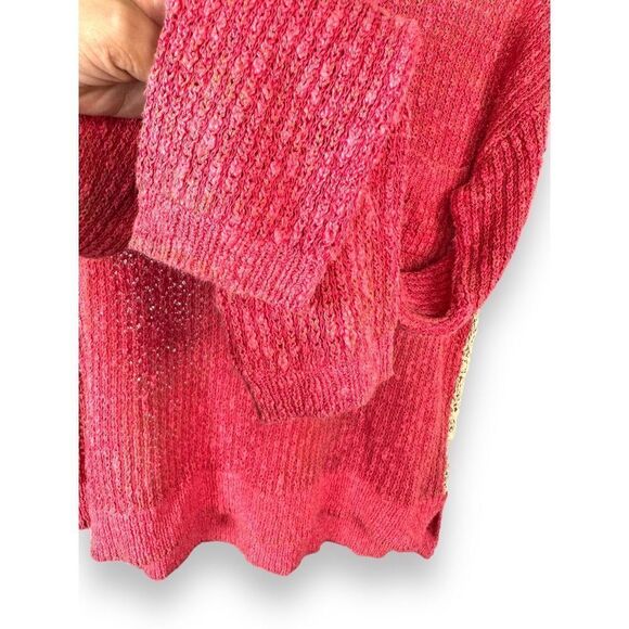 Free People Sweet Jane Strawberry Pink Crocheted Back Sweater - Picture 5 of 5